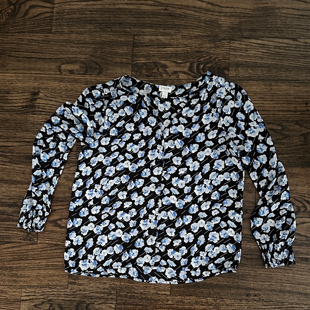J.Crew Blue and White Floral Blouse